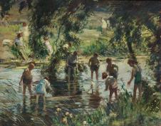 爱德华西戈作品: 河里抓鱼的小孩子们