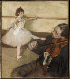 德加色粉画作品: 芭蕾舞女和小提琴演奏