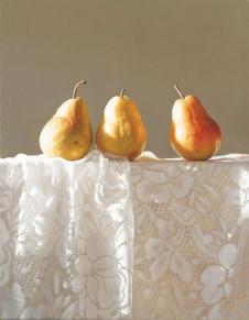 窗边桌上的梨油画欣赏